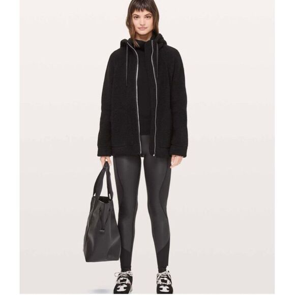 ✨Lululemon So Sherpa Hooded Black Sz Medium Jacket✨ - Picture 2 of 8